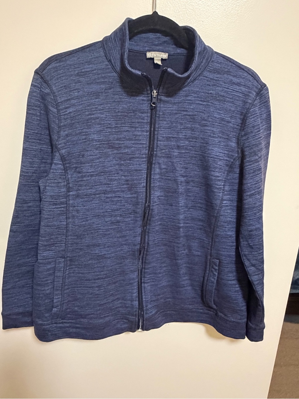 Talbots Heathered Navy Full-Zip Shirt Jacket